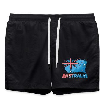Logo de l’icône d’illustration de bande dessinée du drapeau de l’Australie - Short de bain - noir - Devant - AI Model Male 185 light (185cm)