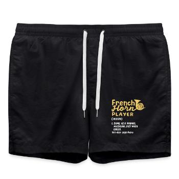 Waldhornspieler Musiker - Badeshorts - Schwarz - Vorne - AI Model Male 185 light (185cm)