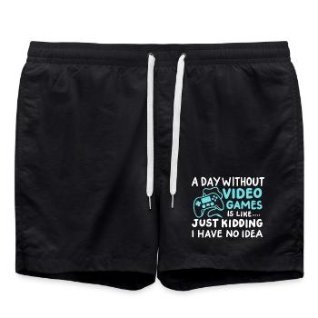 Gaming Gamer Videospiele - Badeshorts - Schwarz - Vorne - AI Model Male 185 light (185cm)