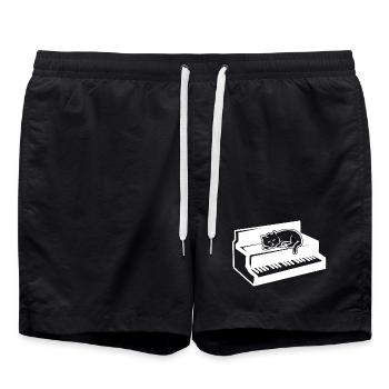 Pianist Klavier und Katze - Badeshorts - Schwarz - Vorne - AI Model Male 185 light (185cm)