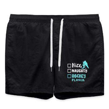 Eishockey Eishockeyspielerin - Badeshorts - Schwarz - Vorne - AI Model Male 185 light (185cm)