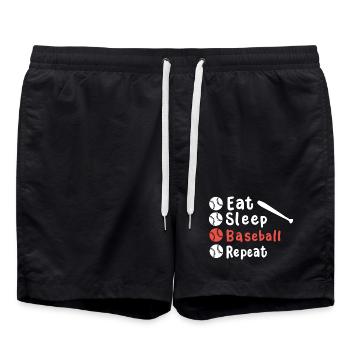 Baseball Baseballspieler - Badeshorts - Schwarz - Vorne - AI Model Male 185 light (185cm)