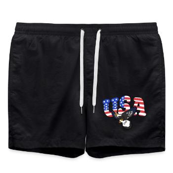 USA Adler 4. Juli amerikanische Flagge - Badeshorts - Schwarz - Vorne - AI Model Male 185 light (185cm)