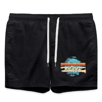 Flûte graphique - Short de bain - noir - Devant - AI Model Male 185 light (185cm)