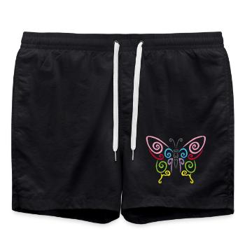 Symbole d'un papillon multicolore - Short de bain - noir - Devant - AI Model Male 185 light (185cm)