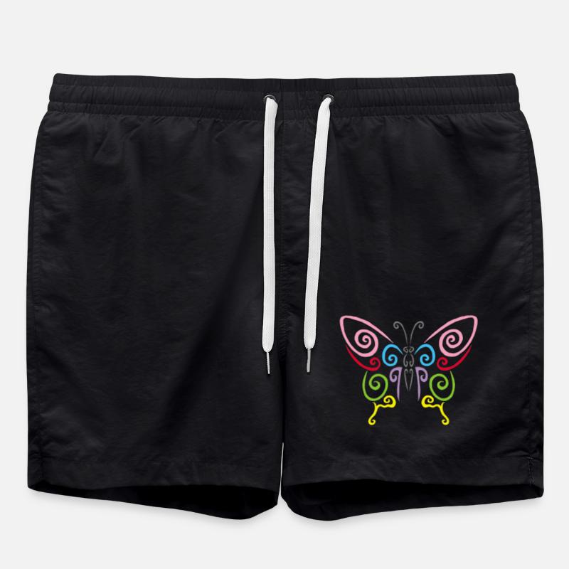 Symbol eines mehrfarbigen Schmetterlings - Badeshorts - Schwarz
