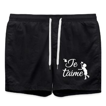 Je t'aime - Short de bain - noir - Devant - AI Model Male 185 light (185cm)