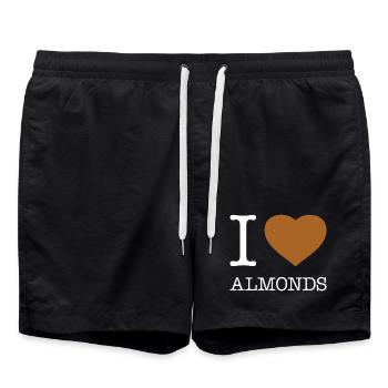 I LOVE ALMONDS - Badeshorts - Schwarz - Vorne - AI Model Male 185 light (185cm)