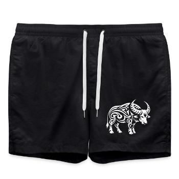 Buffle tribal - Short de bain - noir - Devant - AI Model Male 185 light (185cm)