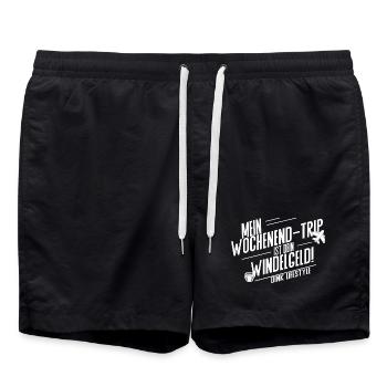 Mein Wochenendtrip ist dein Windelgeld – DINK Life - Badeshorts - Schwarz - Vorne - AI Model Male 185 light (185cm)