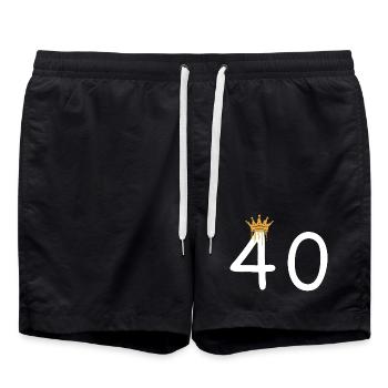 Conception d'anniversaire avec couronne et numéro 40 - Short de bain - noir - Devant - AI Model Male 185 light (185cm)