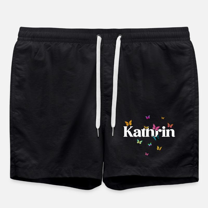 Schöner Mädchenname mit Schmetterlingen KATHRIN - Badeshorts - Schwarz