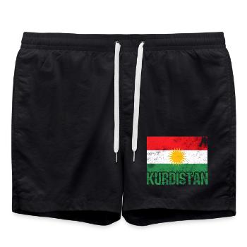 Kurdisches Friedenssymbol mit Kurdistan Kurden  - Badeshorts - Schwarz - Vorne - AI Model Male 185 light (185cm)