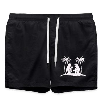 Silhouette style tropical plage nuit - Short de bain - noir - Devant - AI Model Male 185 light (185cm)