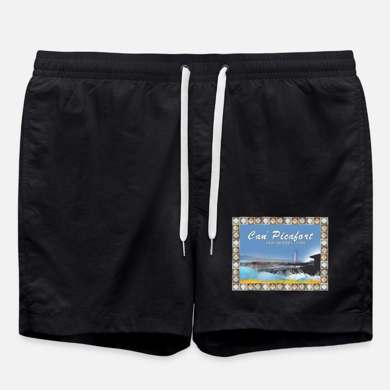 Can Picafort Küstenillustration - Badeshorts - Schwarz