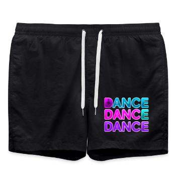 DANSE DANSE DANSE – Néon des années 80 avec haut-parleurs - Short de bain - noir - Devant - AI Model Male 185 light (185cm)