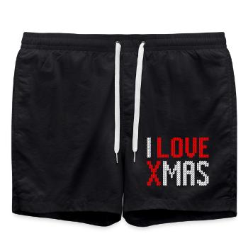 Ich liebe Weihnachten I love xmas Ugly Christmas - Swim Trunks - black - Front - AI Model Male 185 light (185cm)