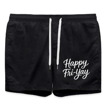 Happy Friday, Yay, Friday, Lover, Friyay - Swim Trunks - black - Front - AI Model Male 185 light (185cm)