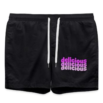 Delicious Typo Gradient Pattern - Swim Trunks - black - Front - AI Model Male 185 light (185cm)
