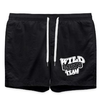 Wild Party Team Graffiti Motif - Swim Trunks - black - Front - AI Model Male 185 light (185cm)