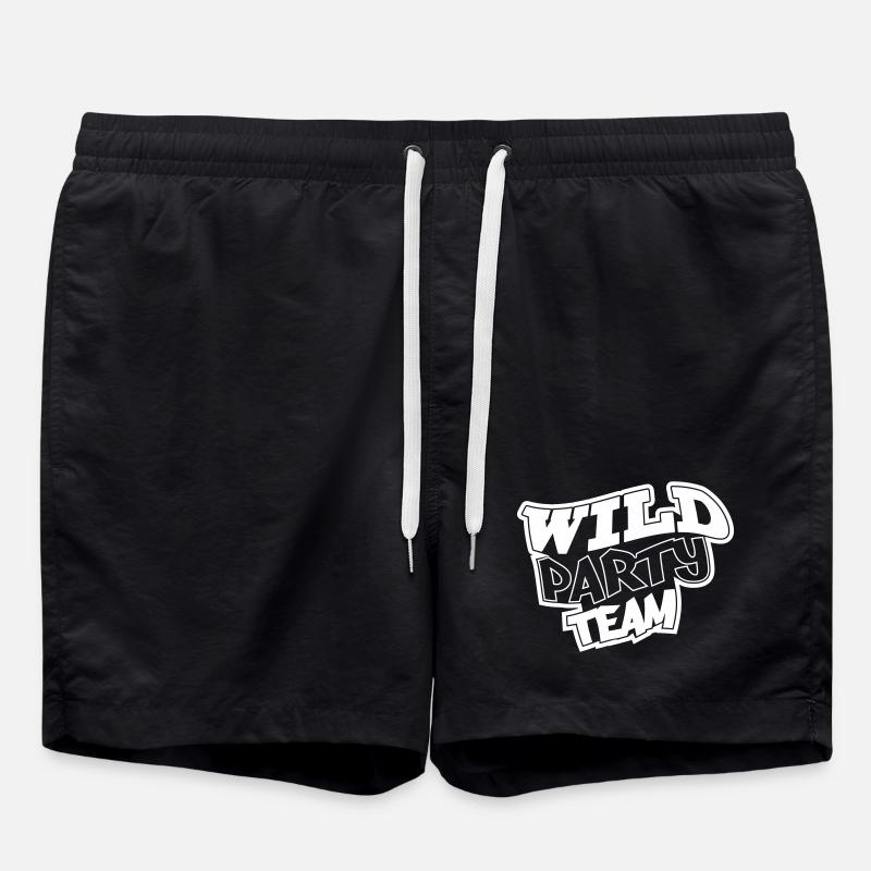 Wild Party Team Graffiti Motif - Swim Trunks - black