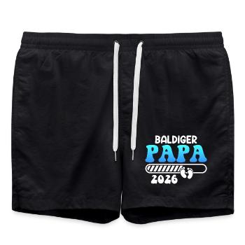 SOON DAD 2026 Fatherhood Funny - Swim Trunks - black - Front - AI Model Male 185 light (185cm)