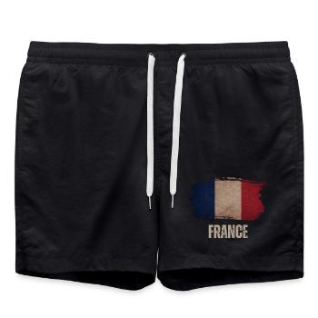 Flagge von Frankreich, Grunge, ich liebe Frankreich - Badeshorts - Schwarz - Vorne - AI Model Male 185 light (185cm)