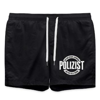 Policier légendaire - Short de bain - noir - Devant - AI Model Male 185 light (185cm)
