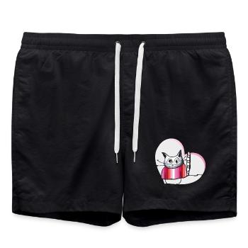 Chat lesbien - Short de bain - noir - Devant - AI Model Male 185 light (185cm)