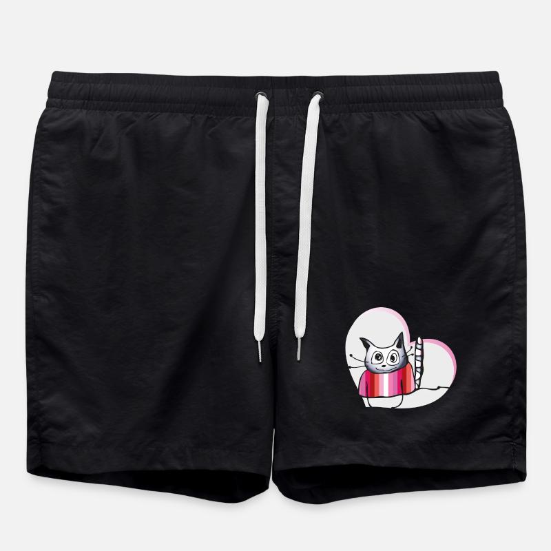 Lesbian Cat - Badeshorts - Schwarz