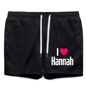 I Love Hannah Pinkes Herz Ich liebe Hannah - Badeshorts - Schwarz - Vorne - AI Model Male 185 light (185cm)