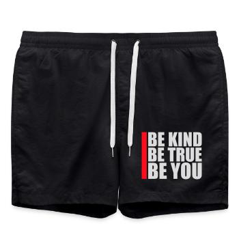 Be Kind Be True Be You Inspirierend Selbstliebe - Badeshorts - Schwarz - Vorne - AI Model Male 185 light (185cm)