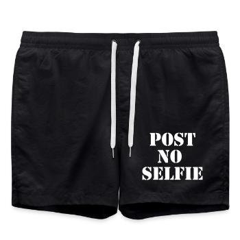 Post Pas de selfie - Urban Stencil White - Short de bain - noir - Devant - AI Model Male 185 light (185cm)