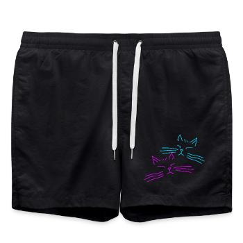 Cat Cats Retro Vintage Party - Swim Trunks - black - Front - AI Model Male 185 light (185cm)