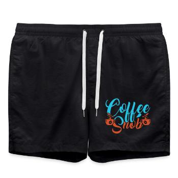 Snob Coffee: Typography with Cups - Swim Trunks - black - Front - AI Model Male 185 light (185cm)