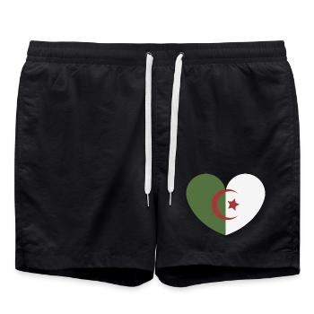 Algeria heart flag - Swim Trunks - black - Front - AI Model Male 185 light (185cm)