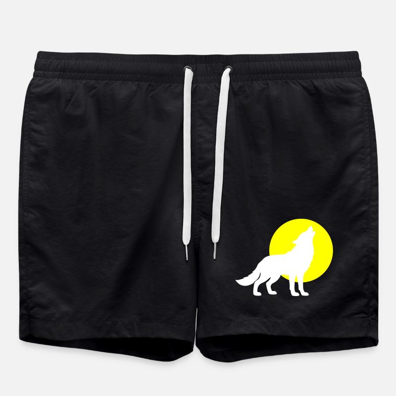 Wolf Silhouette - Swim Trunks - black