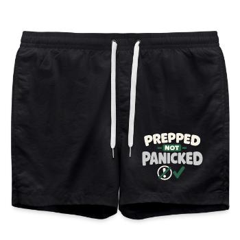 Calmness beats panic, lifestyle, - Swim Trunks - black - Front - AI Model Male 185 light (185cm)