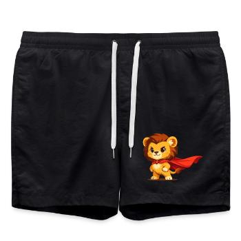 Minihero Lion – Little Super Lion - Swim Trunks - black - Front - AI Model Male 185 light (185cm)