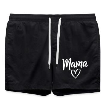 Mama-Liebe-Skript mit Herzmotiv - Badeshorts - Schwarz - Vorne - AI Model Male 185 light (185cm)