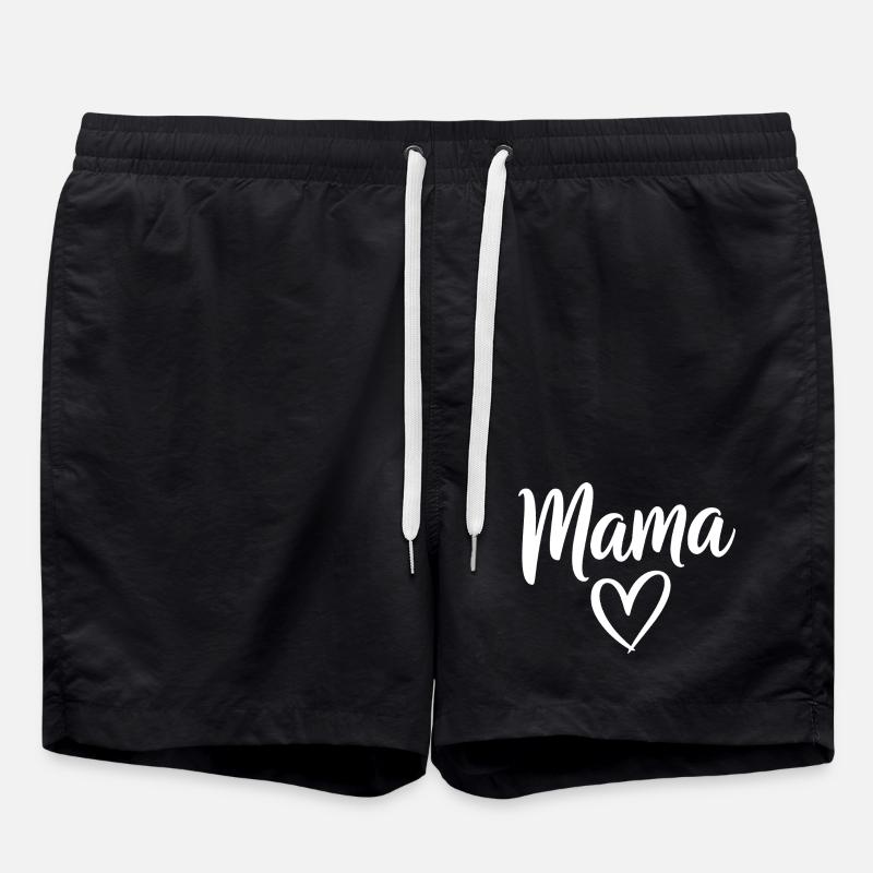 Mama-Liebe-Skript mit Herzmotiv - Badeshorts - Schwarz