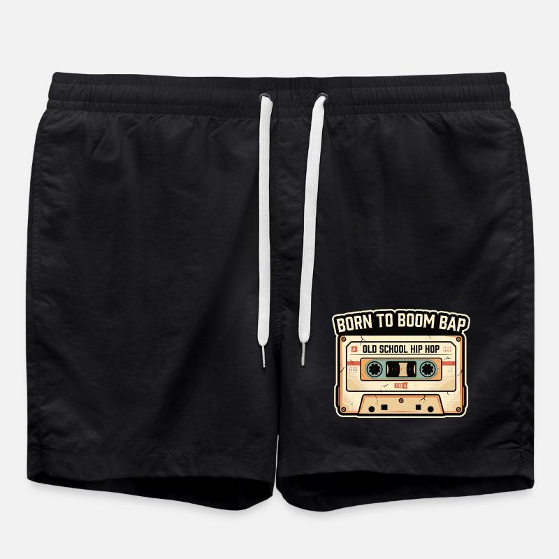 Old School Hip Hop Cassette Retro Design - Swim Trunks - black