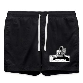 Astronaute Musique Guitare Lune - Short de bain - noir - Devant - AI Model Male 185 light (185cm)