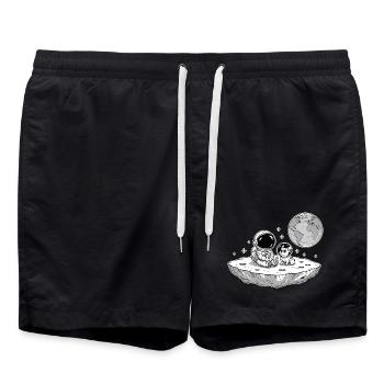 Astronaut Dog Bulldog Space - Swim Trunks - black - Front - AI Model Male 185 light (185cm)