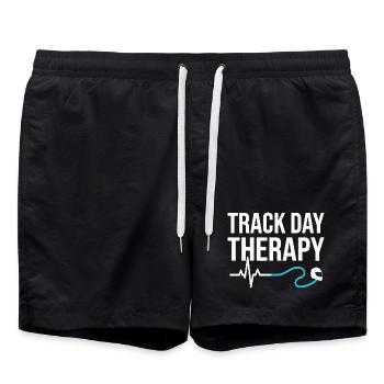 Track Day Therapy Motorsport Motif - Swim Trunks - black - Front - AI Model Male 185 light (185cm)