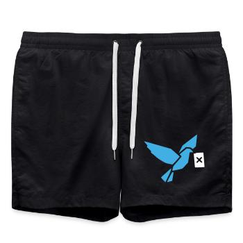 Origami Oiseau Colombe Géométrique - Short de bain - noir - Devant - AI Model Male 185 light (185cm)