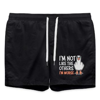 Middle Finger Seagull In Not Like The Others I'm Worse - Swim Trunks - black - Front - AI Model Male 185 light (185cm)