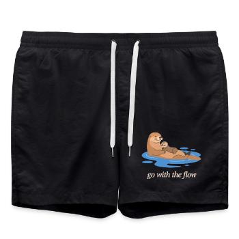Otter-Duo geht mit dem Strom - Badeshorts - Schwarz - Vorne - AI Model Male 185 light (185cm)