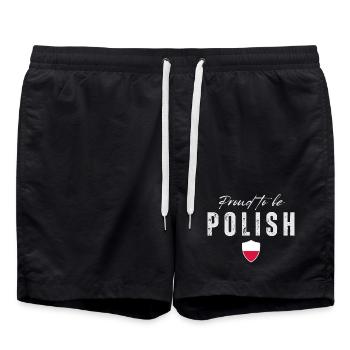 Proud Polish, Made in Poland - Swim Trunks - black - Front - AI Model Male 185 light (185cm)