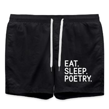 Eat Sleep Poetry Tee - Swim Trunks - black - Front - AI Model Male 185 light (185cm)